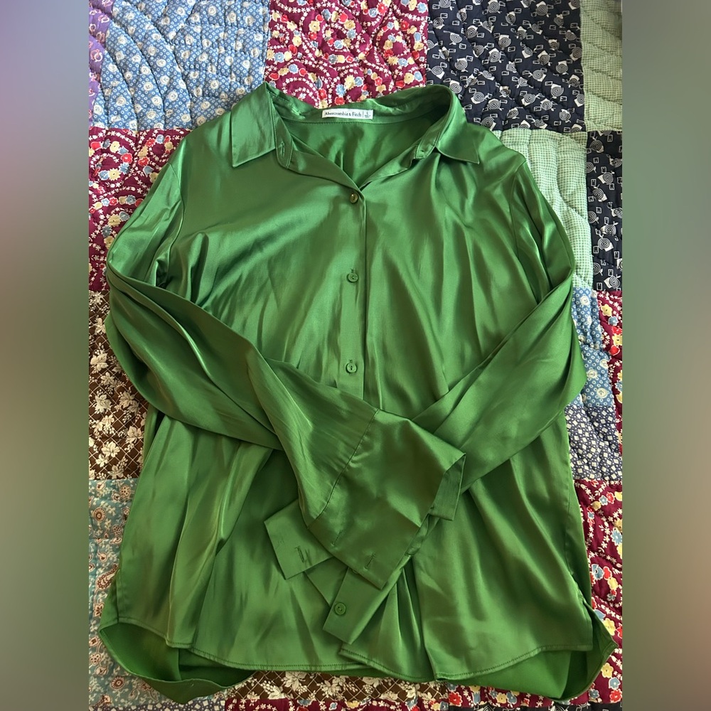 Abercrombie satin button up shirt